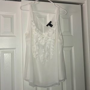 WORN ONCE WHITE TANK WITH RUFFLES